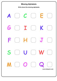 English Capital Letters Missing Alphabets Worksheets,Pre School