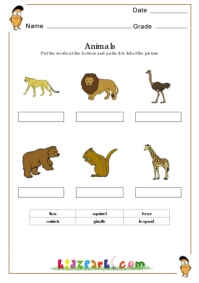 Animals Worksheets,Play School Activity Sheets,Cut and Paste Worksheets