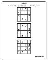 Printable Sudoku Puzzles for Kids - 4x4 - Easy